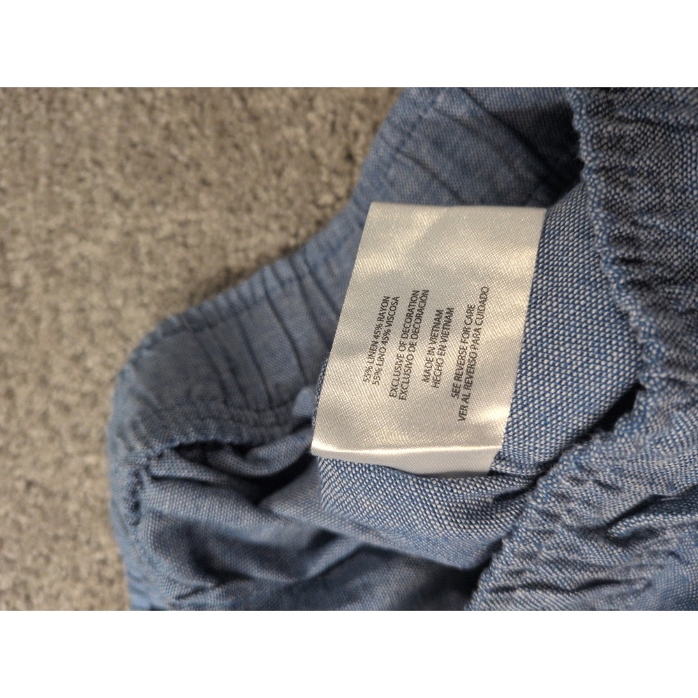 Gap Womens Small Blue Crosshatch Linen Blend Elastic Waist Drawstring Shorts NEW - Picture 5 of 10